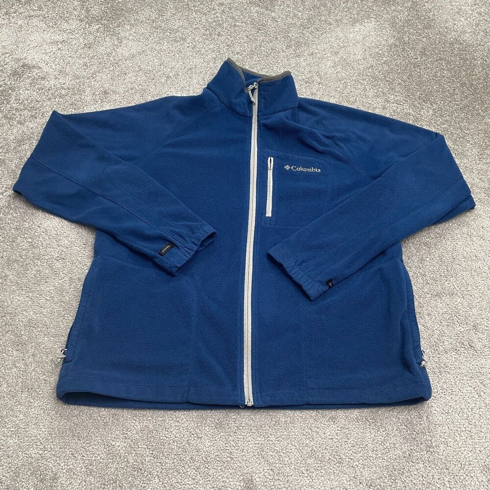 Columbia Interchange Fleece Jacket Men Large Blue Full Zip Pocket Outdoor Hiking